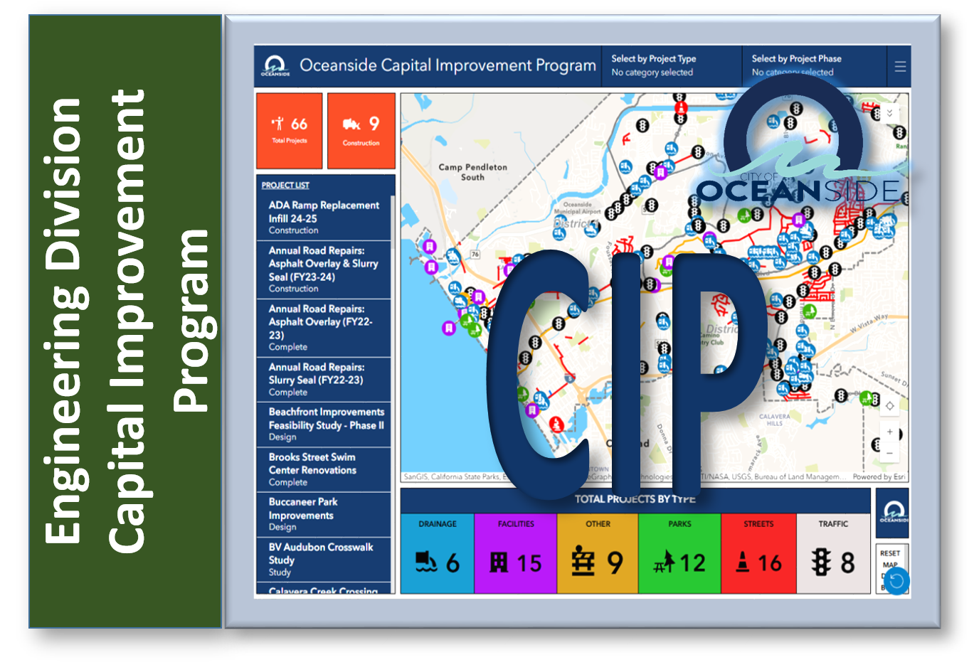 Open the Oceanside Capital Improvement Projects (CIP) interactive map viewer dashboard